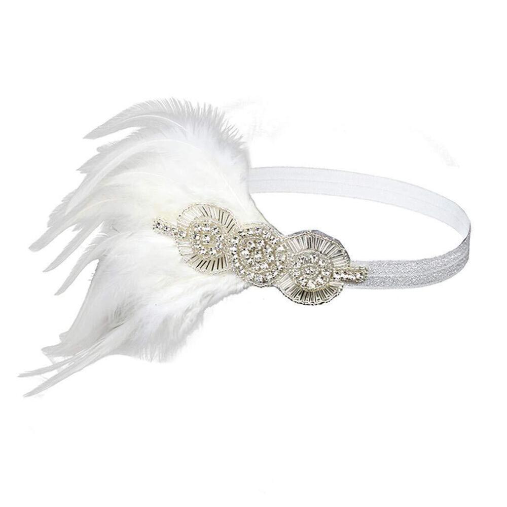 8565 Roaring 20s Great Gatsby Flapper Feather Headband 1920s Art Deco